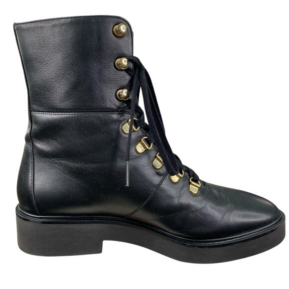 Stuart Weitzman Women’s Zadie Black Leather Combat Boots Size US 8.5 - Picture 3 of 10